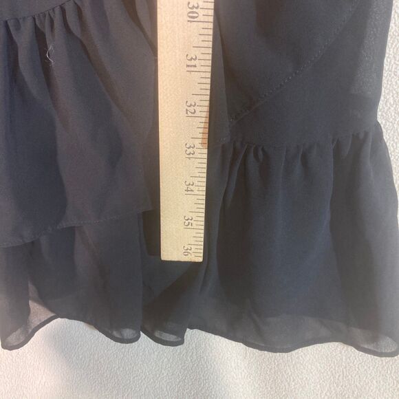 Michael Kors Julia Dress Sz XL Black Smocked Waist V-Neck Tiered Ruffle‎ Mini - Picture 4 of 8